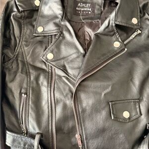 Ashley By 26 International Black Faux Leather Moto Jacket